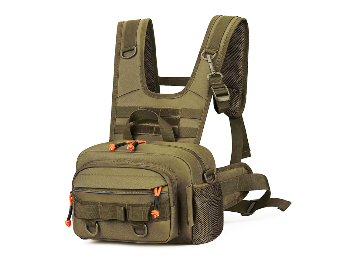 Mochila Tática De Pesca (cáqui), Com Suporte Para Vara De Pesca, Multiuso.