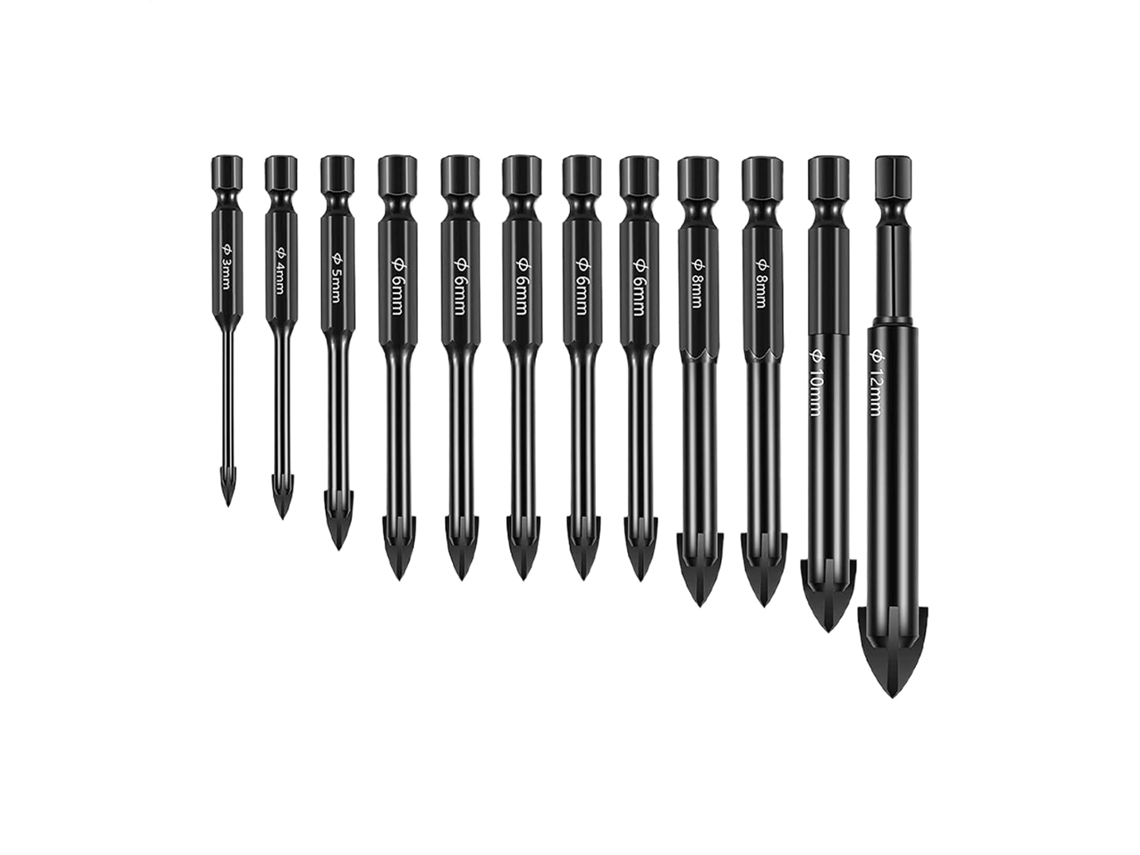 Brocas De Aço Rápido Com Encaixe Hexagonal À Prova Choque, Kit Ferramentas Multiuso Carboneto