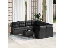 Vidaxl Conjunto De Sofá De Jardim 9 Unid. 8-número De Lugares Preto