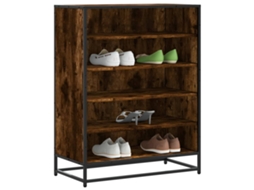 Vidaxl Sapateira 75x38x97,5 Cm Deriv. De Madeira/metal Carvalho Fumado