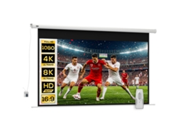 Cortina Projetor Cm. Motorizada De 100" 16:9 Com Controle Remoto. 251x8x168 Branco