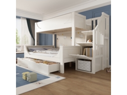 Beliche 90x200 Branco Com Escada Guarda-roupa E Gavetas