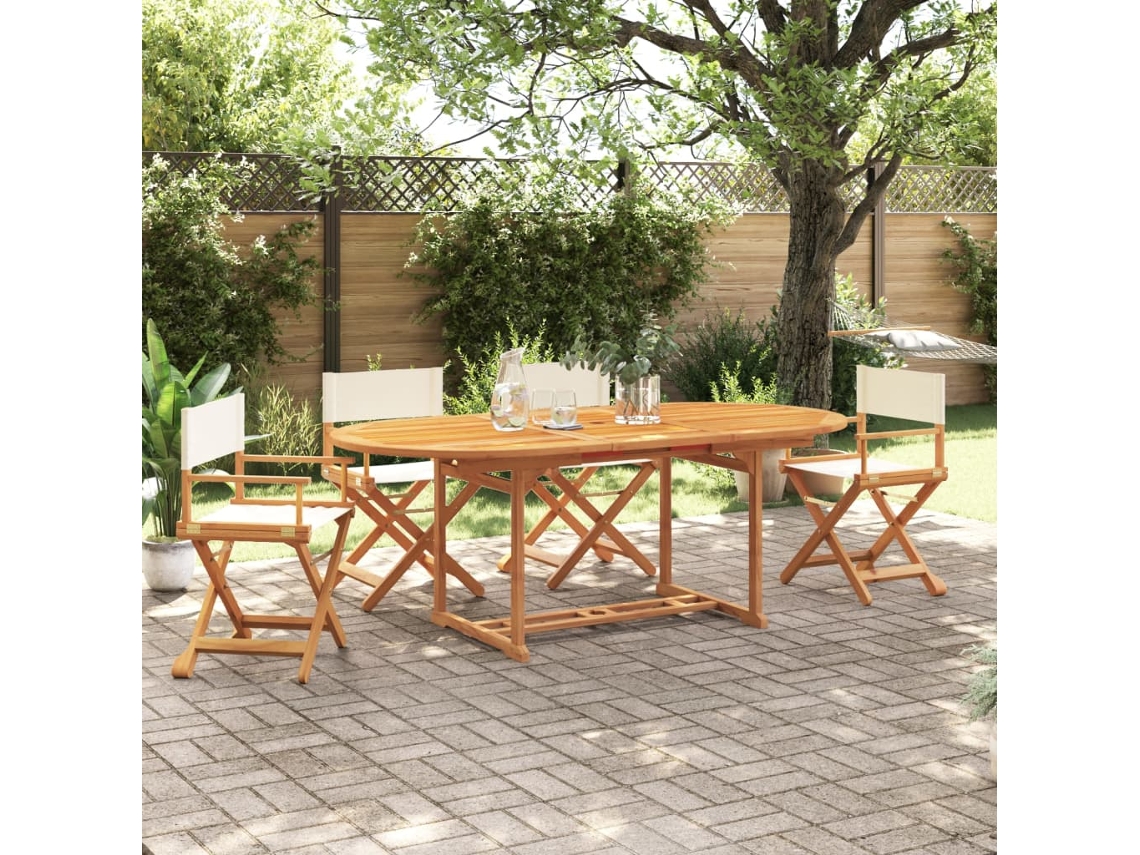 Vidaxl Conjunto De 4 Cadeiras Dobráveis Em Tecido Branco Creme.