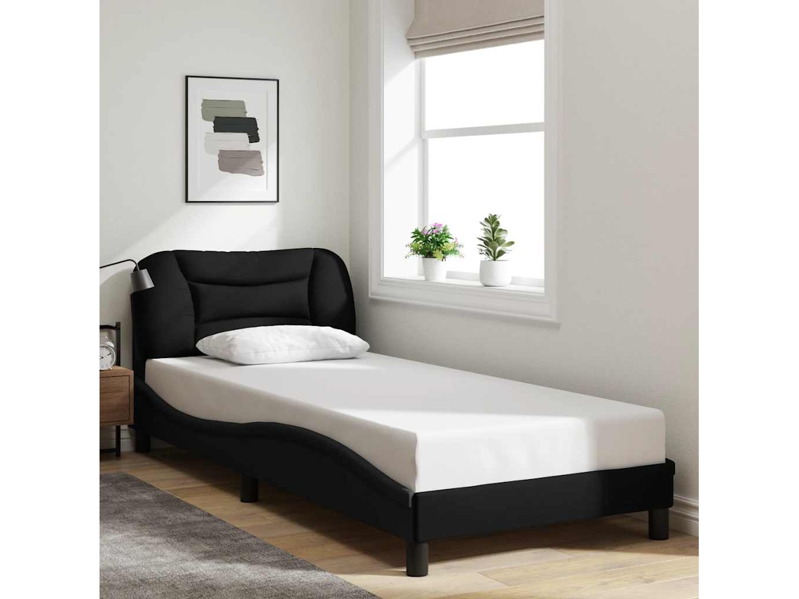Vidaxl Estrutura de Cama Sem Colchão Hvar 90x200 Cm Tecido Preto