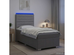 Vidaxl Cama Box Com Led E Colchão Cinzento-claro 100 X 200 Cm Tecido