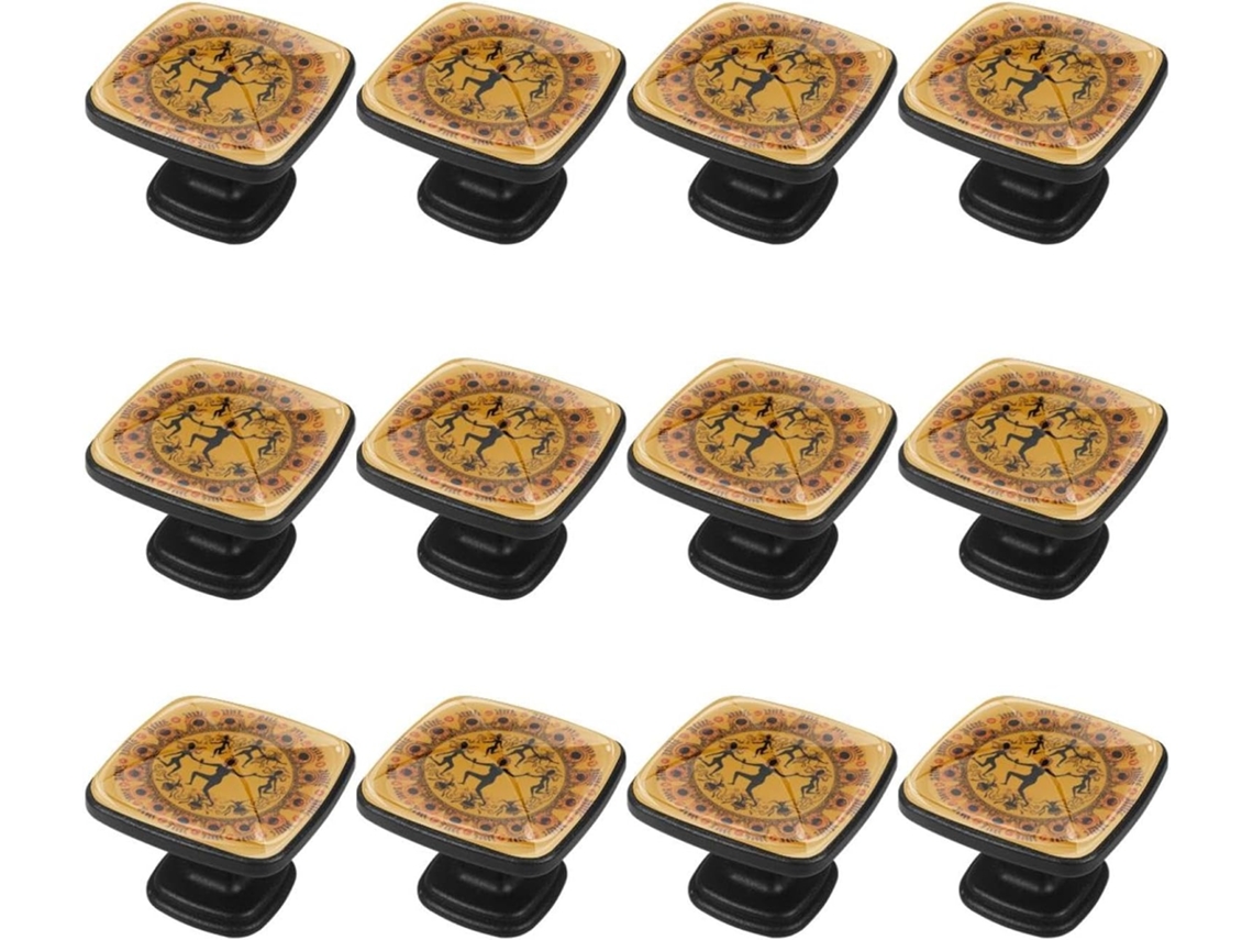 Puxadores Quadrados Para Armários De Cozinha, Puxadores Para Gavetas De Cômoda, 12 Peças, Flor Mandala De Dança Africana