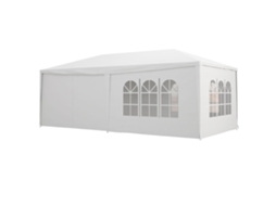 Tenda De Jardim 583x293 Cm Para Festas Com 4 Janelas 2 Portas Com Fecho De Correr 6 Paredes Laterais Branco