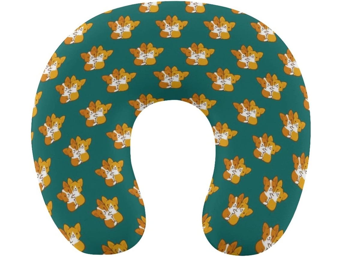 Almofada de Viag Fofa em Formato U com Estampa Corgi, Suporte para o Pescoço Espuma Viscoelástica, Acessório