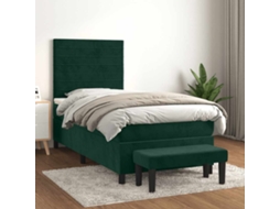 Vidaxl Cama Com Molas/colchão 90x200 Cm Veludo Verde-escuro