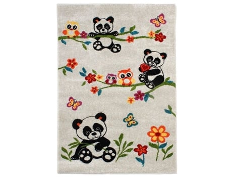 Tapete Infantil Toque Lanoso Impresso Com Pequenos Pandas Brancos 100x150 Thedecofactory