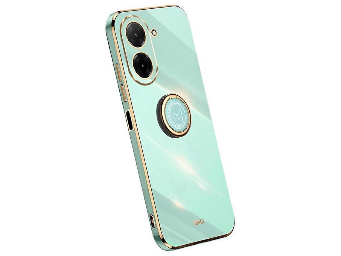 Capa Protetora Para Xiaomi Redmi A5 4g (171,7 Mm) Poco C71 4g Com Suporte E Anel Galvanizado Tpu Ciano