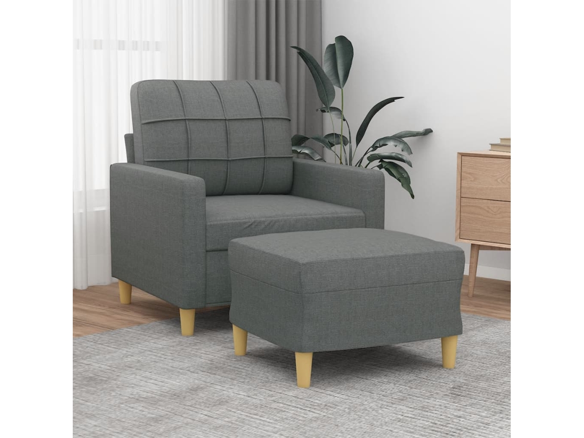 Vidaxl Poltrona Com Apoio De Pés 60 Cm Tecido Cinzento-escuro