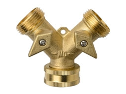 Conector De Torneira De Latão 2 Vias - Divisor De Mangueira Com Válvula Y Para Jardim, Máquina De Lavar E Lavavajillas 3/4"