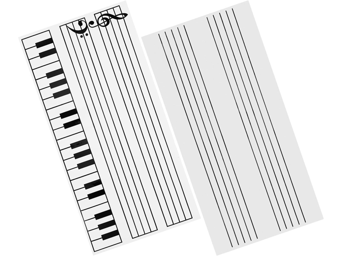 Conjunto de 2 Quadros Brancos Magnéticos para Notação Musical, Formato Flexível, Cor Branca, Pauta e Teclado I
