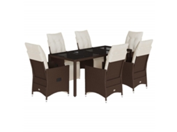 Conjunto de 7 Bistrôs de Jardim com Almofadões Vime Pe Castanho MAISON EXCLUSIVE