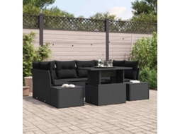 Vidaxl Conjunto De Sofá De Jardim 7 Unid. Preto
