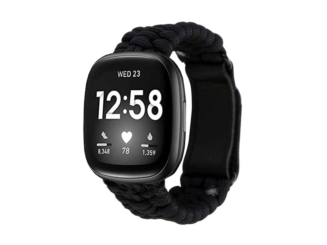 Bracelete Pulseira Fio Entrançado para Fitbit by Google Sense 2 Preto