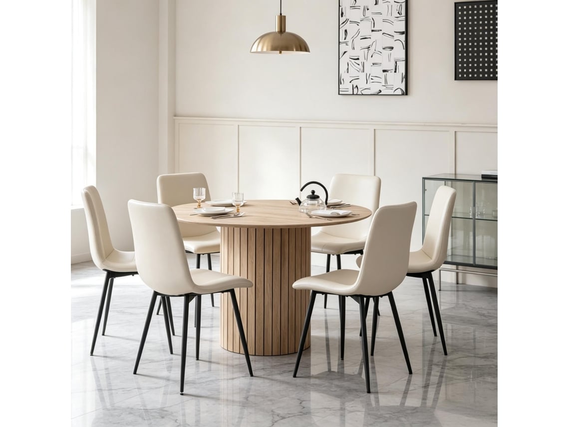 Mesa De Jantar Redonda E Minimalista Funcional