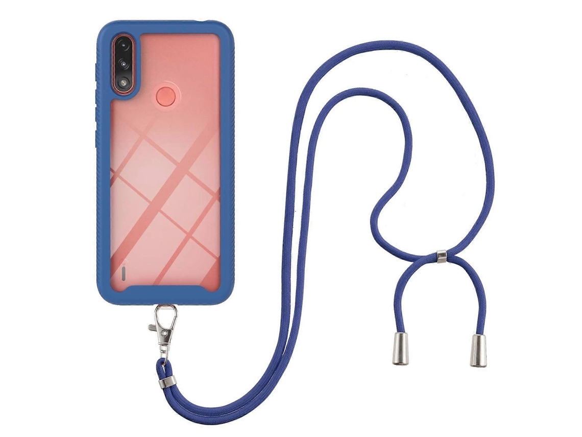 Para Motorola Moto E7 Power Starry Sky Solid Color Series À Prova De Choque Pc Capa Protetora De Tpu Com Alça De Pescoço