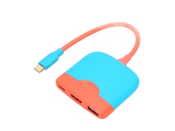 Adaptador Usb C a Hd 3 em 1, Usb 3.0 e Pd, 4K, Azul/Vermelho