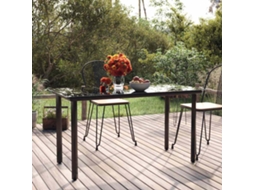 Vidaxl Mesa De Jantar De Jardim Preta, 200x100x74cm, Em Aço E Vidro Temperado