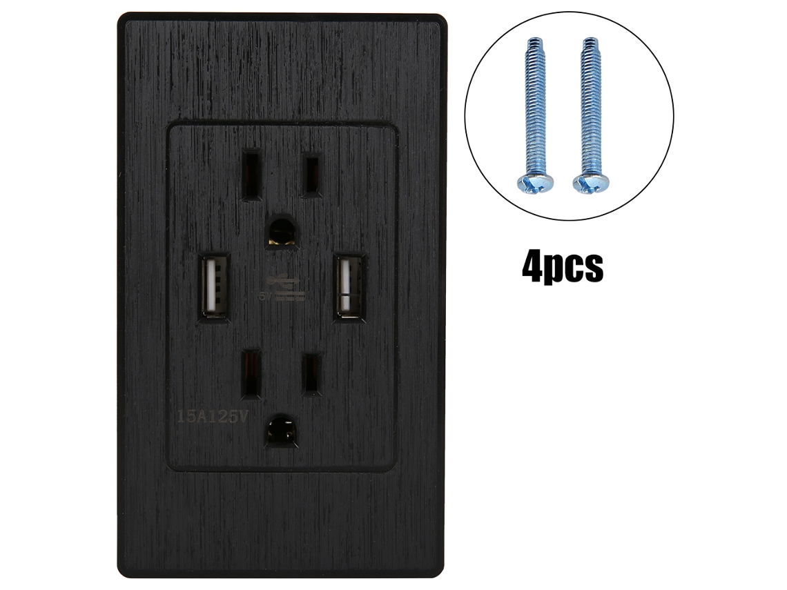 Painel escovado para PC, retirado do padrão americano, com especificações de 125 V 15 A e alta corrente de saída de 4200 mA.