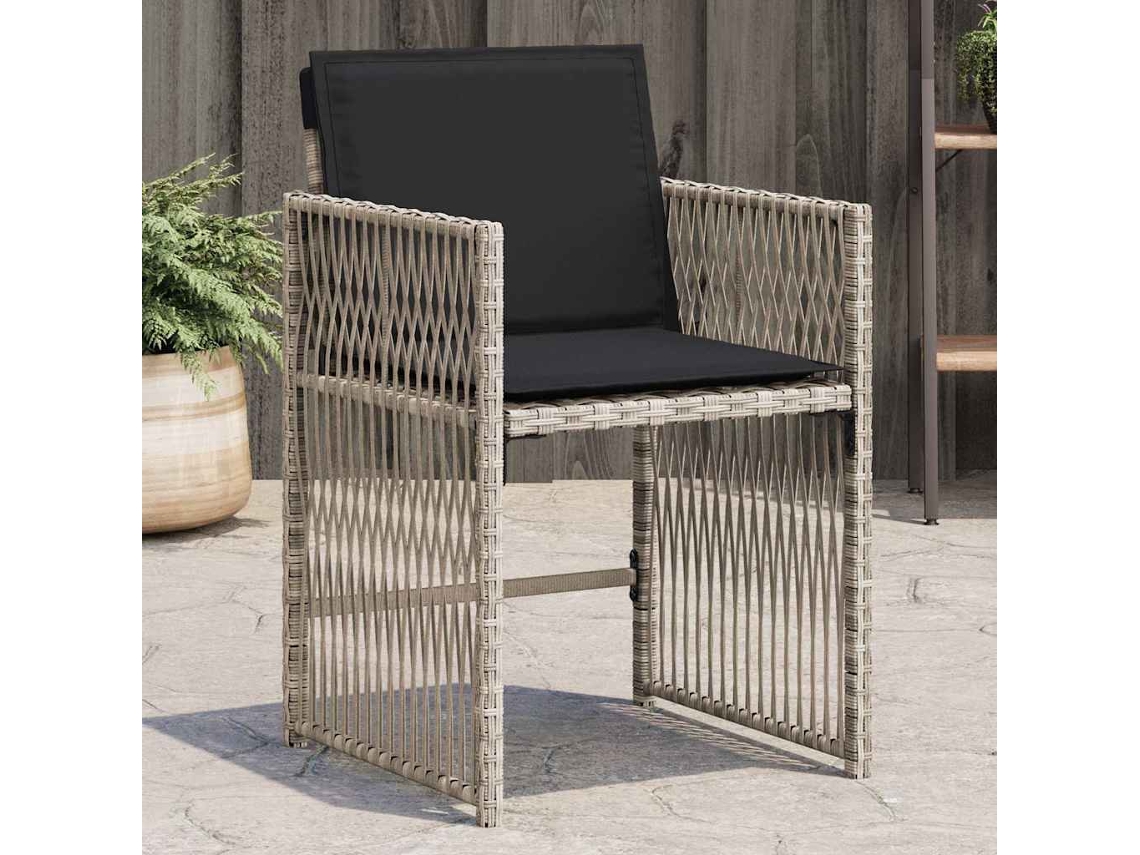 Vidaxl Cadeiras De Jardim Com Almofadões 4 Pcs Vime Pe Cinzento-claro