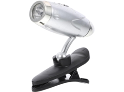 Luminária De Led Clipe Tehaux Mini, Prateada, Leve E Ajustável, Feita De Plástico, Ideal Para Leitura Noturna Sem