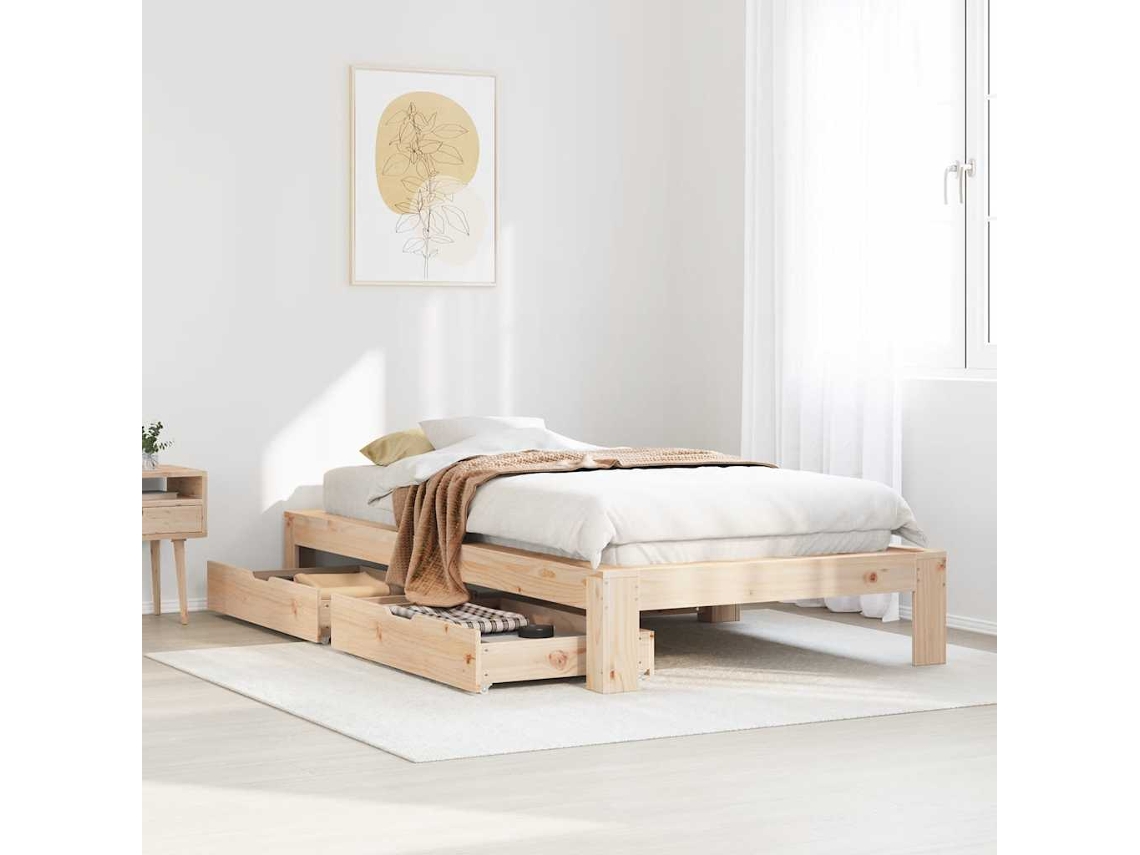 Vidaxl Cama Sem Colchão 75x190 Cm Madeira De Pinho Maciça