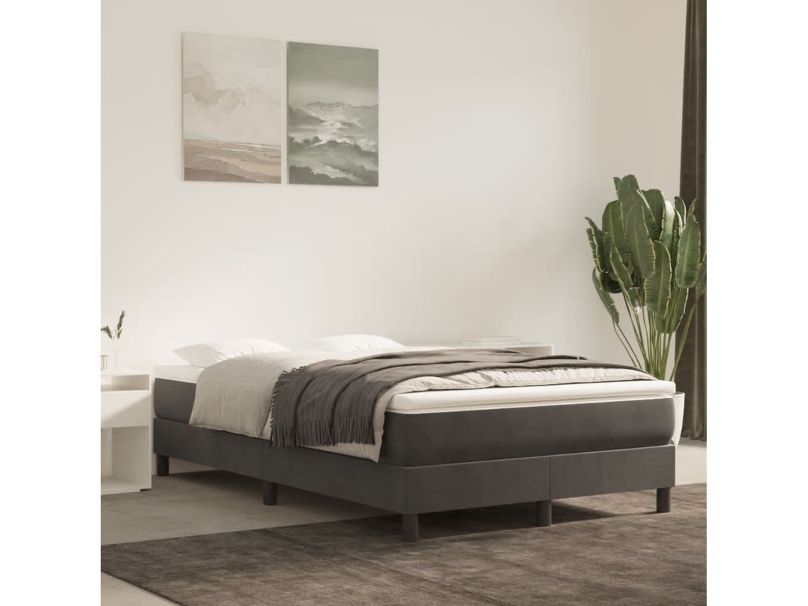 Vidaxl Estrutura De Cama Com Molas 120x200 Cm Veludo Cinzento-escuro