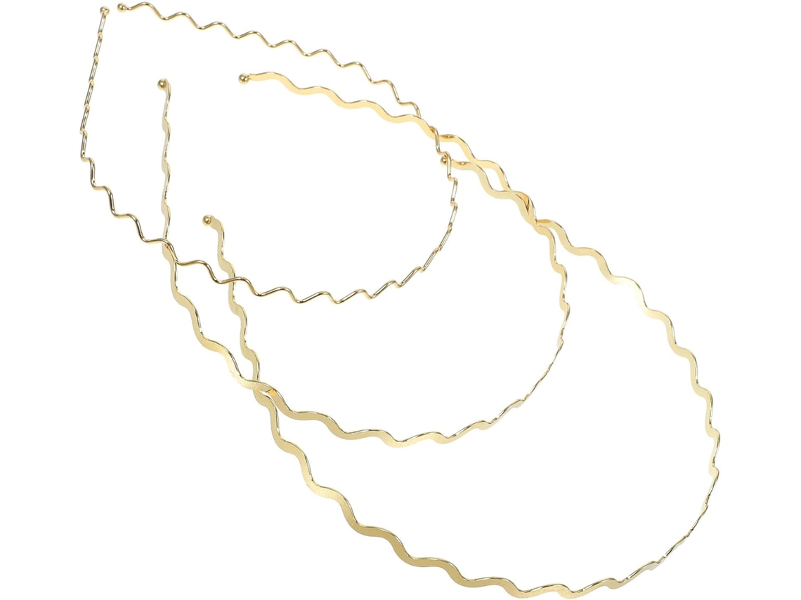 Tiara fina e ondulada em metal dourado para acessórios de cabelo femininos