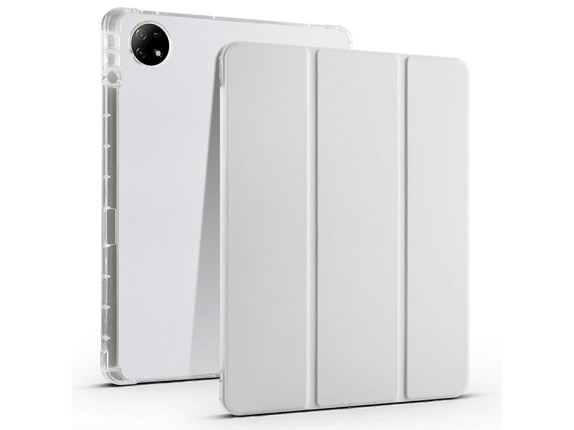 Capa protetora inteligente de TPU transparente tripla Hengrongshen com suporte para lápis para Vivo Pad2 (cinza)