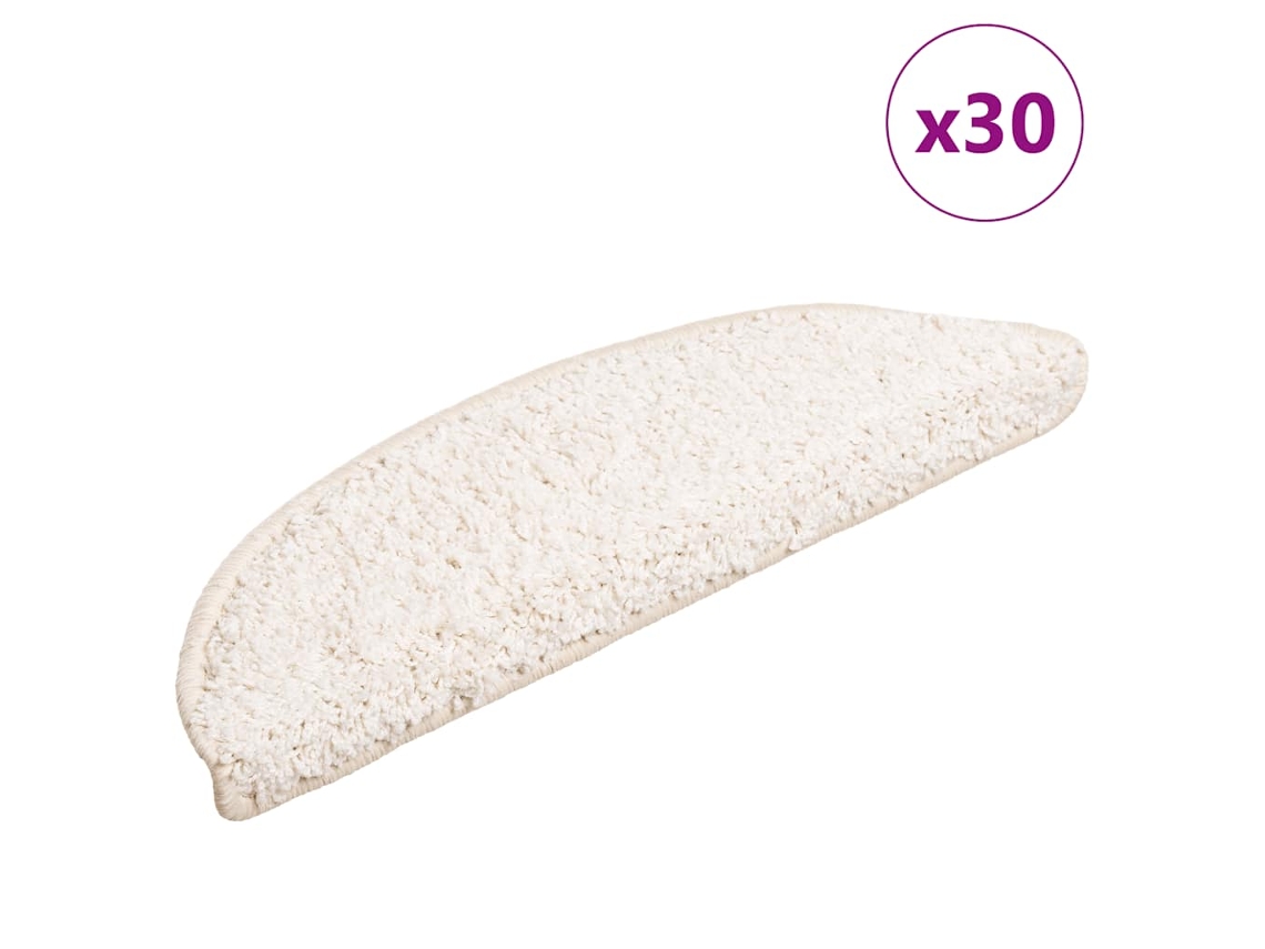 Vidaxl Tapetes De Escada 30 Peças 56x17x3 Cm Branco Semicircular