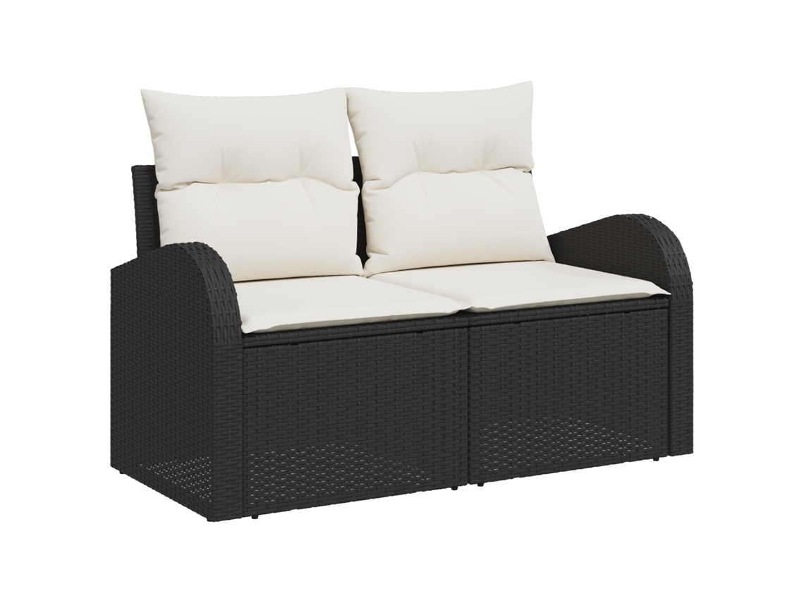 Conjunto 6 Conjunto De Sofá De Jardim Vidaxl Preto Vime Pe (234 X 124 X 85 Cm)