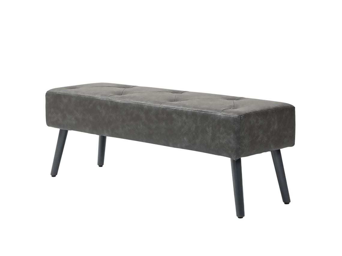 Banco De Pé De Cama Clássico Cinza 114x38x42cm Com Assento Acolchoado E Pés De Madeira Dormitório