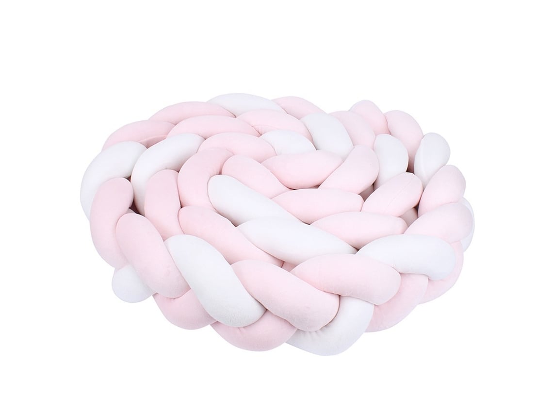 Almofada De Berço Trançada, 3 Fios, Rosa E Branco, 2m Para Proteção Anticolisão Elysve
