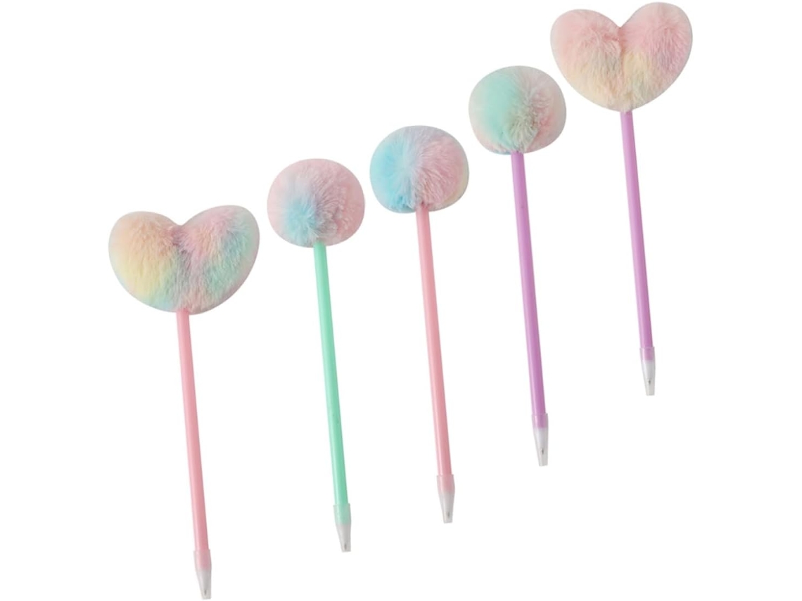 Villcase Conjunto De 5 Canetas Esferográficas Decorativas Com Pompons