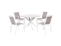 Conjunto De Refeição De Jardim Com Cadeiras Beliani Maletto/busseto De Alumínio Cinzento 120x120x75