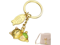 Chaveiro De Gato Fofo | Pingente De Chaveiro De Gato E Peixe | Chaveiro Gato Da Sorte Para Bolsa | Decoração De Chaveiro Fofo Gokoco