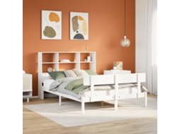 Cama Com Estante Sem Colchão 120x190 Cm Pinho Maciço Branco