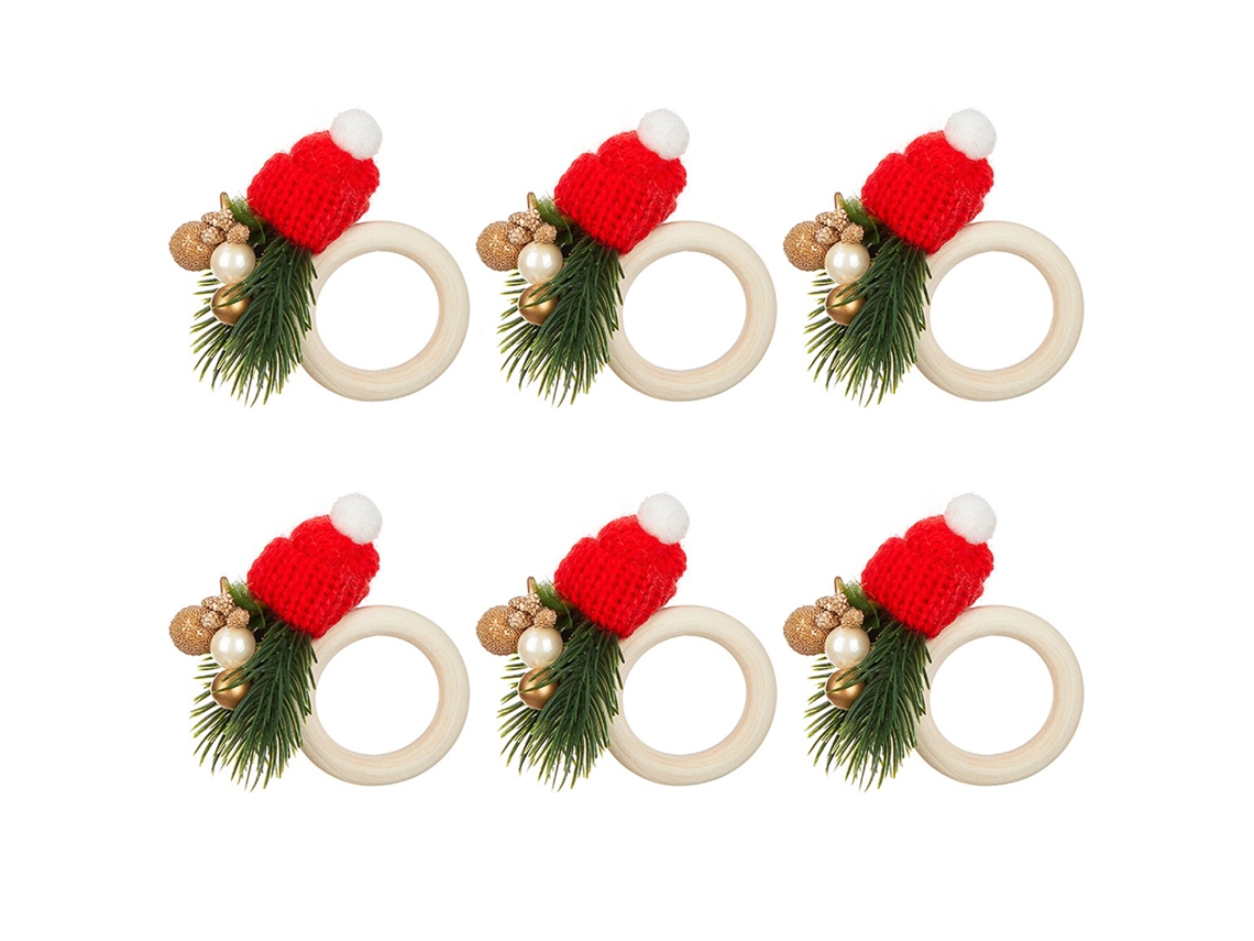 Laxiscreed Conjunto De 6 Argolas Natal Com Pai Natal E Pinho Para Guardanapos