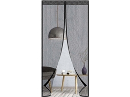 Mosquiteiro Rebe-malla para portas 90x210 cm, resistente, para portas de pátio, com ímãs potentes e velcro, preto.