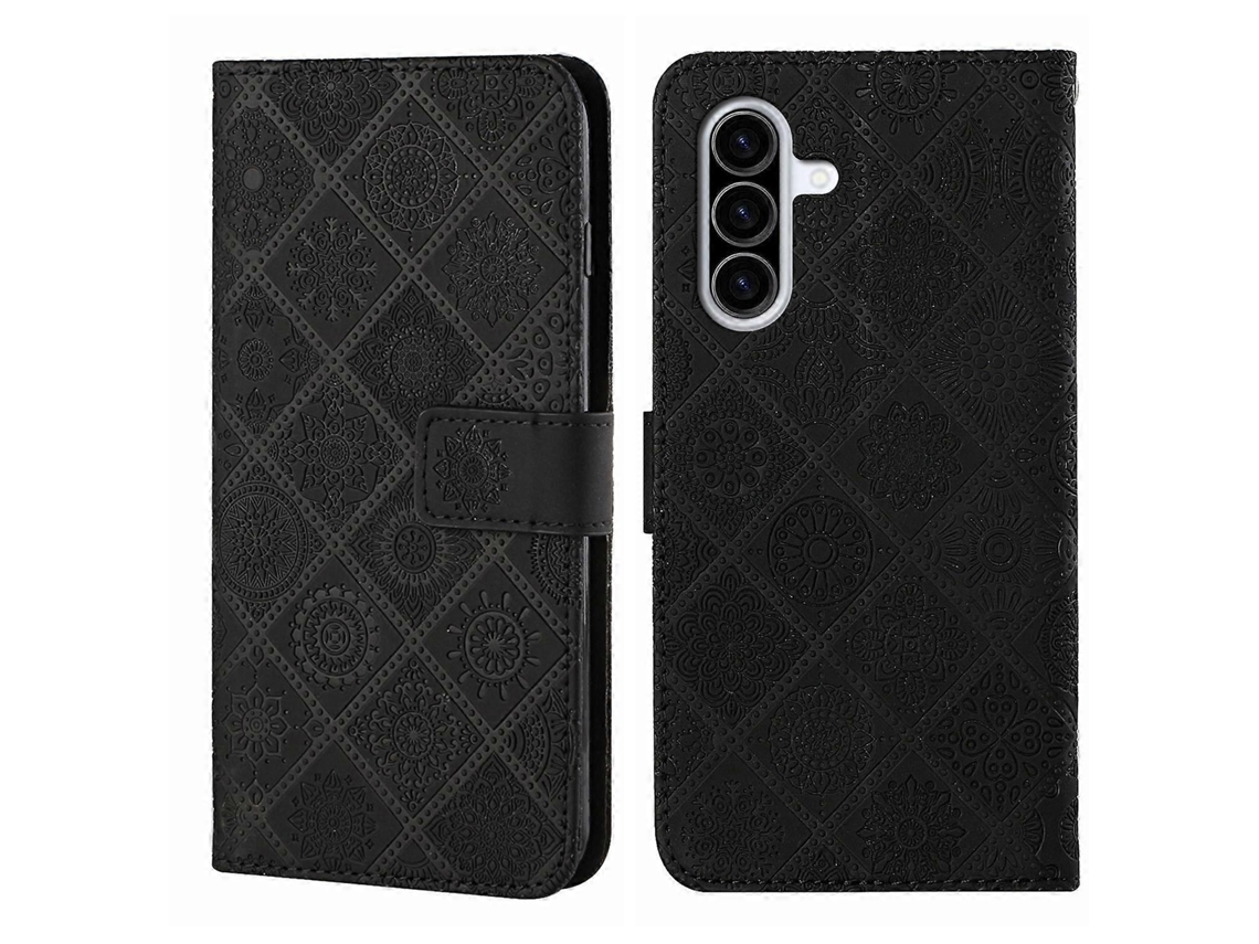 Capa De Couro Para Celular Com Padrão Étnico Em Relevo