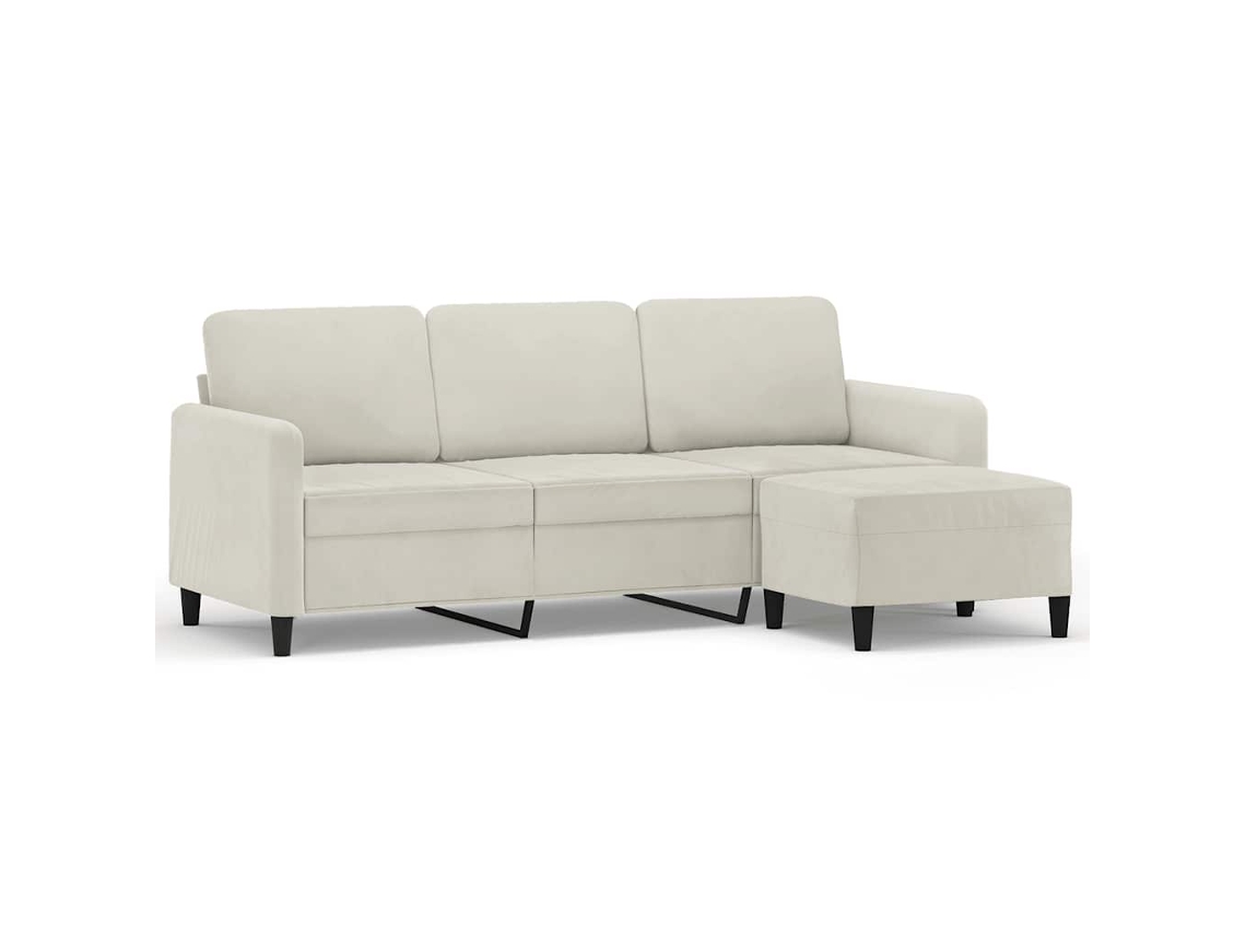 Maison Exclusive - Sofá De 3 Lugares Com Apoio De Pés 180 Cm Veludo Cor Creme