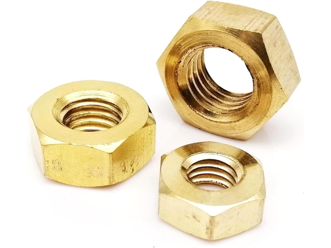 Porcas Sextavadas De Latão Com Rosca Esquerda, M1 E 0,2 Niqueladas,