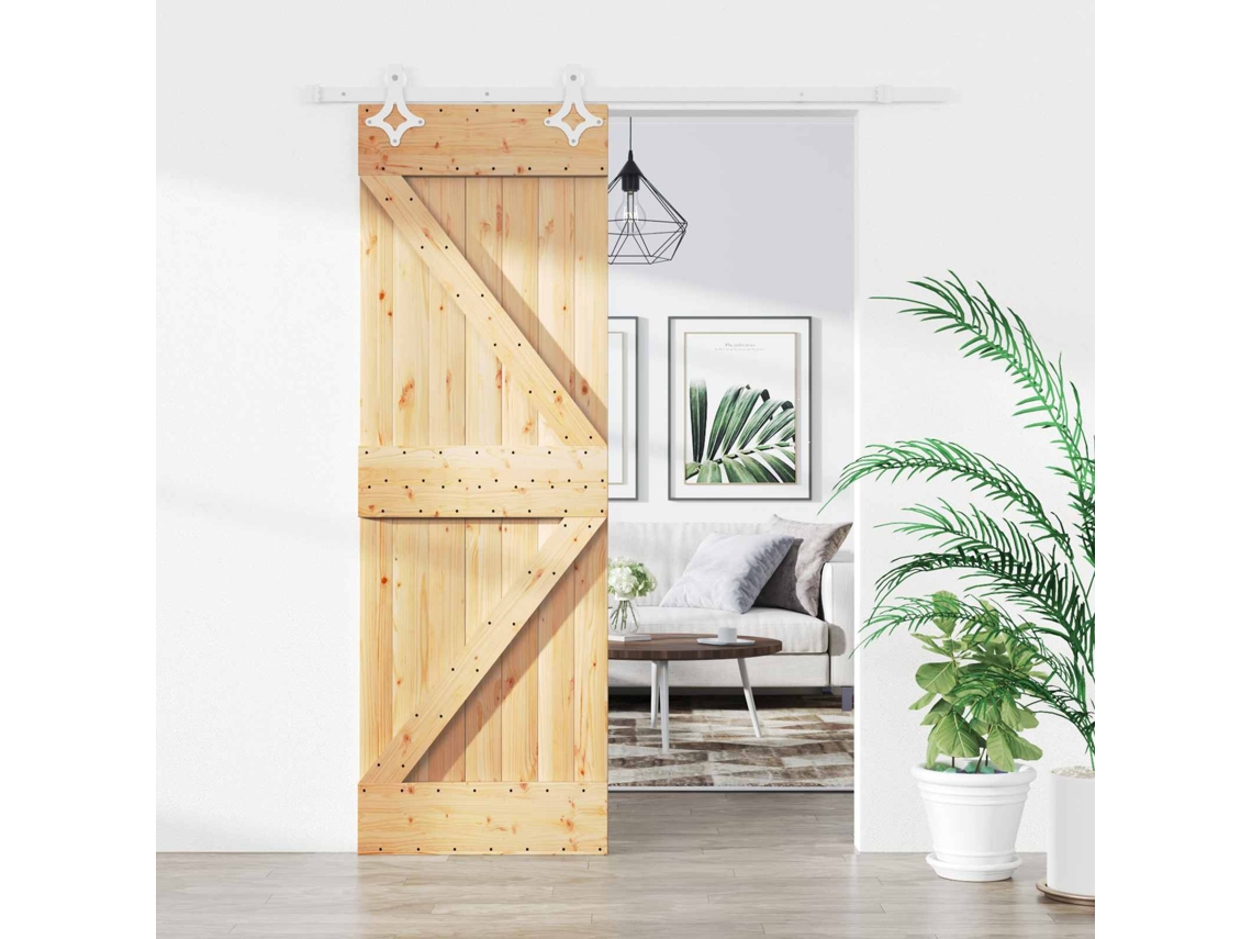 Vidaxl Porta Deslizante 70 X 210 Cm Natural E Branco