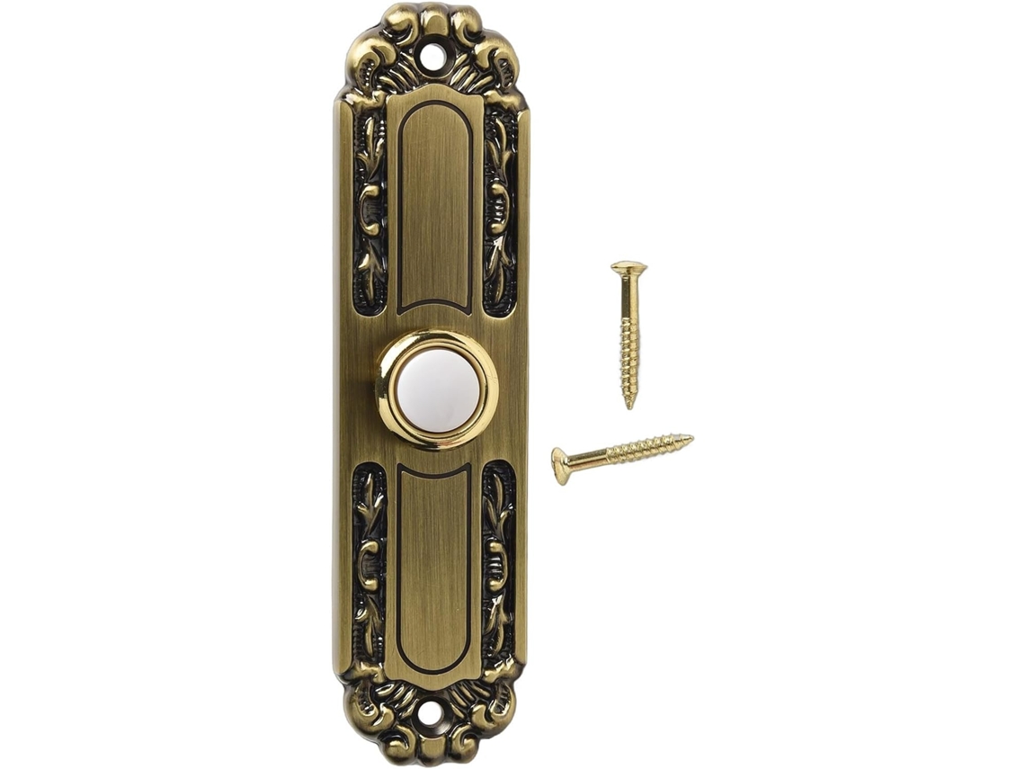 Botão Campainha com LED, Interruptor Campainha em Metal Bronze Antigo para Porta de Entrada ou Duas Partes Inferiores, Botão Campainha