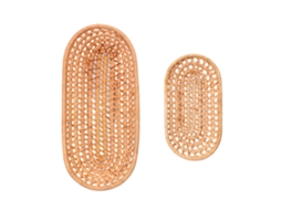 Nova Line 2pcs Cesta de Pão Artesanal de Vime para Armazenamento de Pães Doces Biscoitos Frutas