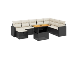 Conjunto 9 de Sofás P/ Jardim com Almofadões VIDAXL Vime Pe Preto