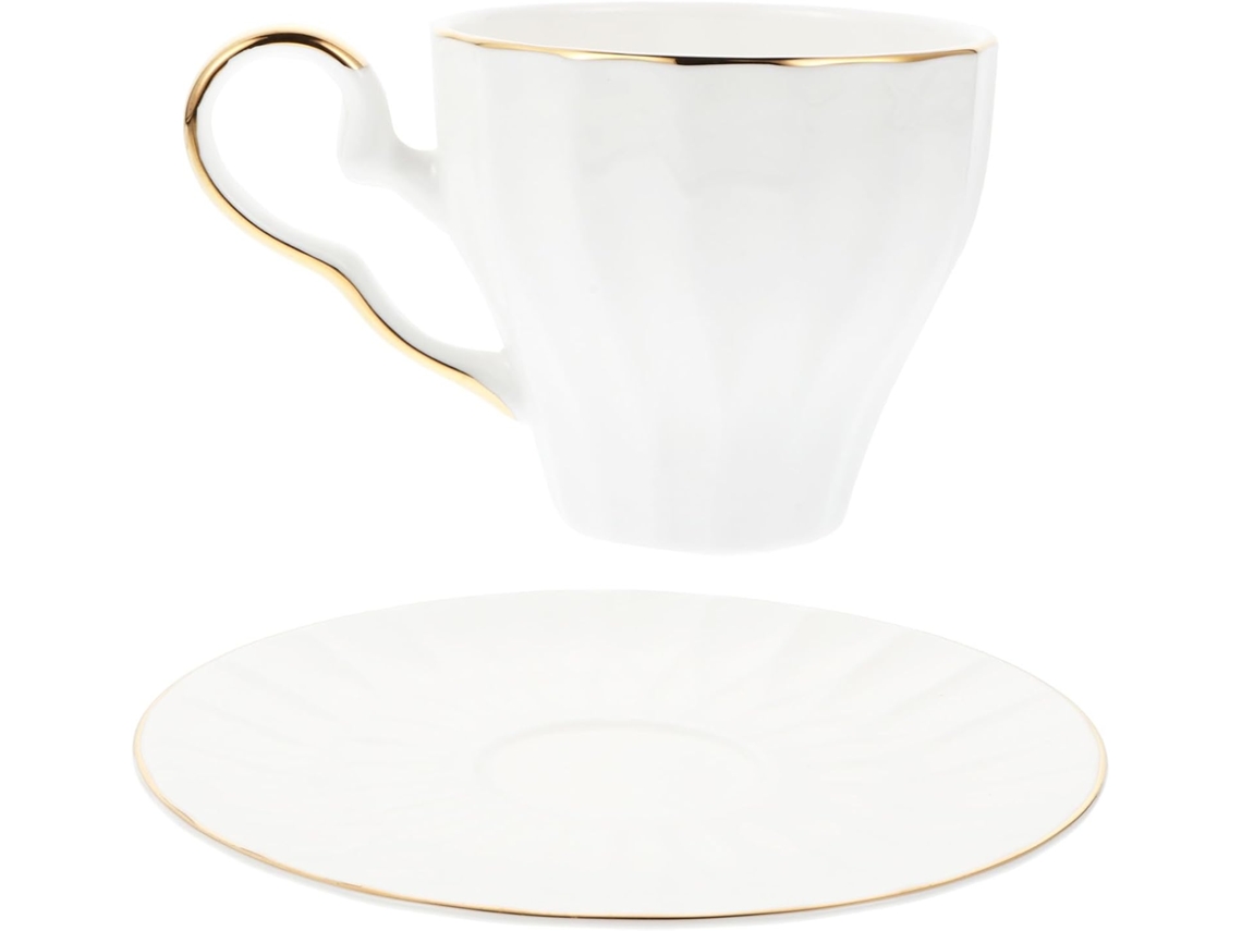 Conjunto Caneca E Pires De Cerâmica Branca Para Café E Chá